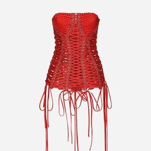 Dolce & Gabbana Satin corset-style belt with laces and eyelets